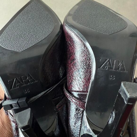Zara Burgundy pointy high heels size 5 - Picture 5 of 5